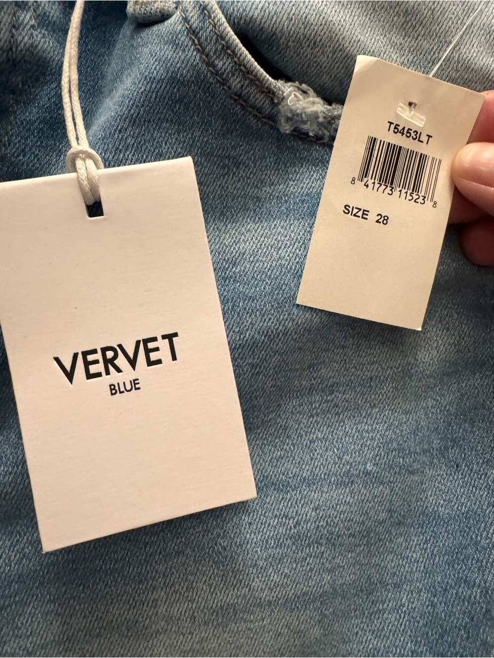 Vervet- Vintage-Inspired Light Blue Flare Jeans with Distressed Knee - Vervet - Picture 4 of 7